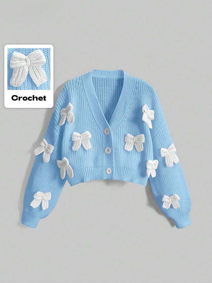 Baie Studio – Crochet Bow Knit Cardigan