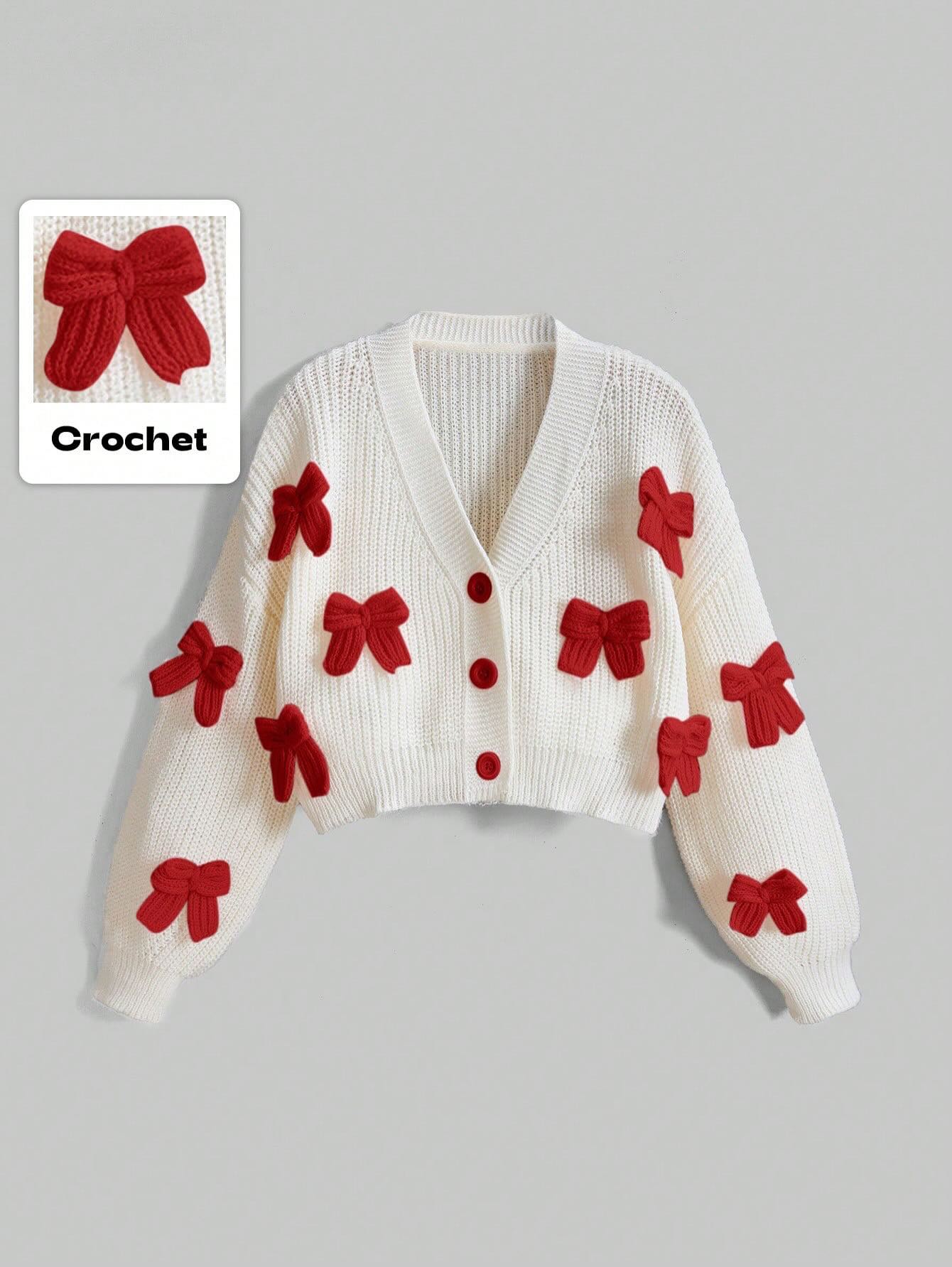Baie Studio – Crochet Bow Knit Cardigan