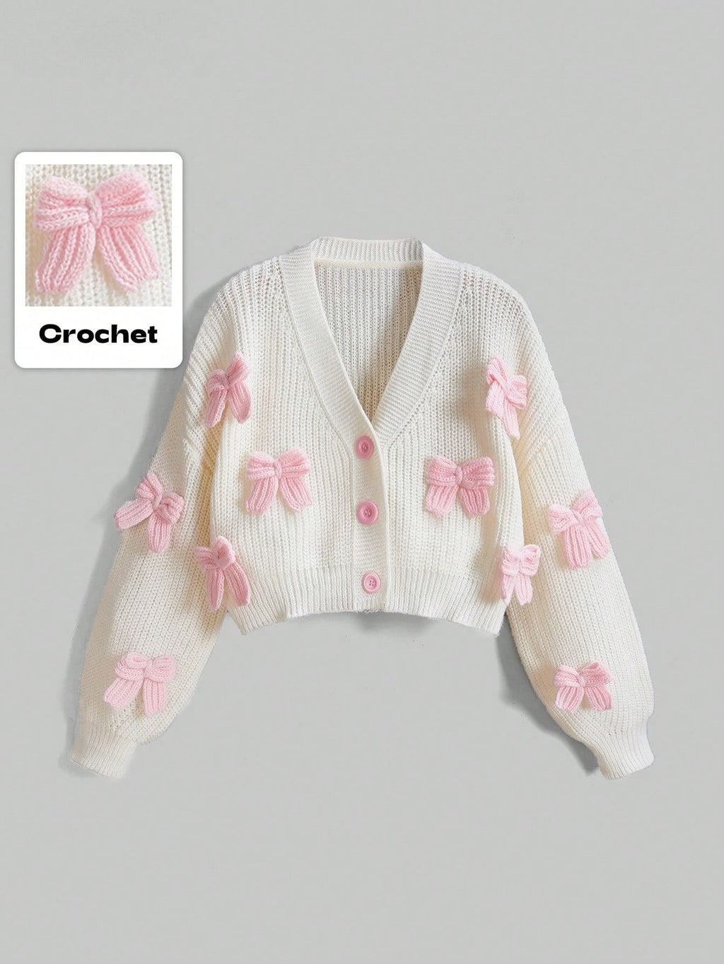 Baie Studio – Crochet Bow Knit Cardigan