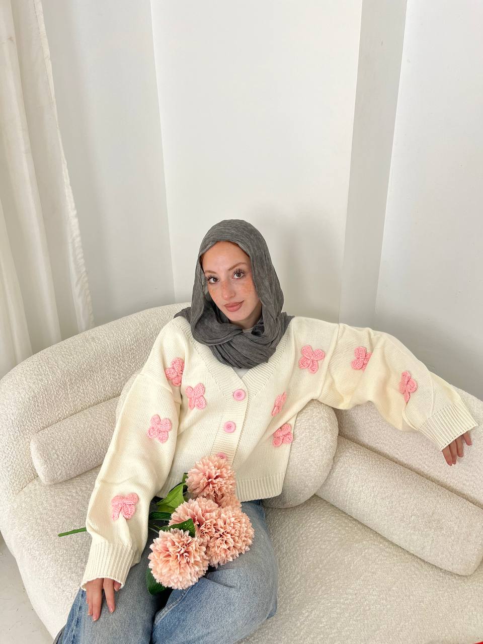 Baie Studio – Crochet Bow Knit Cardigan